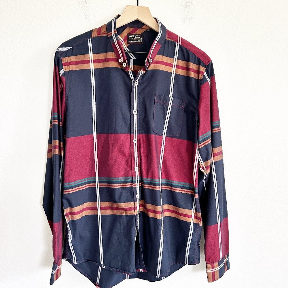 Vintage 7 Diamonds Shirt L Plaid Long Sleeve Button Down Western Rodeo